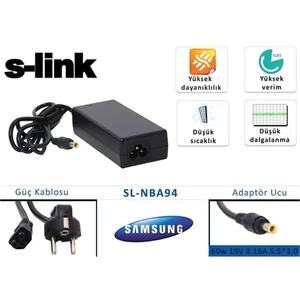 Sl-Nba94 60W 19V 3.16A 5.5*3.0 Samsung Notebook Standart Adaptör