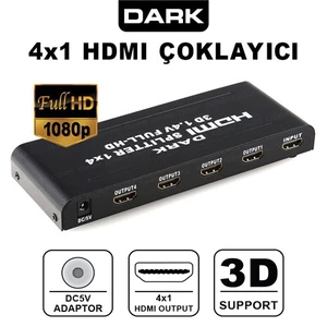 DK HD SP4X1 4K UltraHD 1 Giriş 4 Çıkışlı HDMI Splitter (Sinyal Çoğaltıcı)