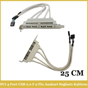 Ti-Mesh Pcı 4 Portlu Usb 2.0 A Female Vidalı Anakart 9Pin Bağlantı Kablosu - 25Cm