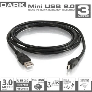 DK-CB-USB2MINIL300 Mini USB 2.0 3mt Şarj ve Data Kablosu