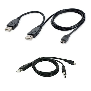 Ti-Mesh 2 İn 1 Usb 2.0 Mini-B (M) To Dual Usb 2.0 A (M) Y Kablo (Black) - Dual Usb Supplies An Extra Boost Of Power - 70/20Cm