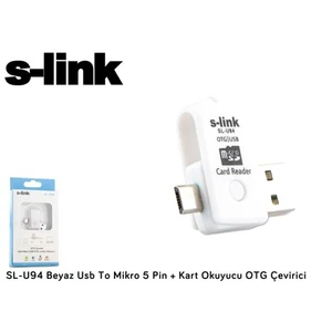 Sl-U94 Beyaz Usb To Mikro 5 Pin + Kart Okuyucu Otg Çevirici