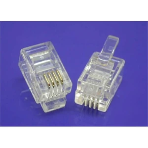 Rj11 4Pin Transparan Plastik Konnektör 100 Adet