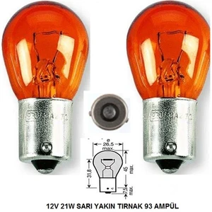 Yeni Nesil Araçlar İçin12v 21W 93 Ampül Yakın Tırnak(Sarı)