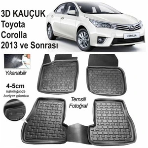 3D Kauçuk Paspas Toyota Corolla  2013 Ve Sonrası Uyumlu Siyah