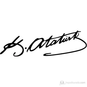 Kemal Atatürk İmzası Çıkartma Siyah Renk 16CM