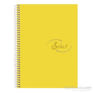 60107  Select Sarı Plastik Kapak Spiralli A4 160 Yaprak Çizgili