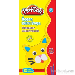 12 Renk Üçgen Kuru Boya Play-Ku012
