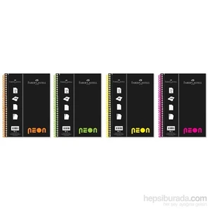 PP Kapak A4 Defter Neon Renk Çizgili 100 Yaprak (5075400611)