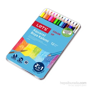 Lets L4712 12 Renk Aquarel Boya Kalemi Metal Kutu