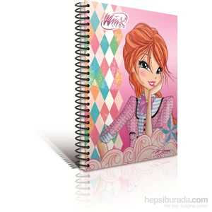 3071 Winx Spiralli Karton Kapak Defteri A4 72 Yaprak Kareli