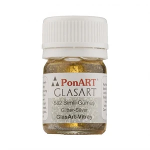 Glass Art 20 Ml Simli Gümüş Cam Boyası - 582