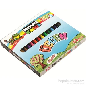 Nova Color Nc-2119 Üçgen Silinebilir 12 Renk Pastel Boya