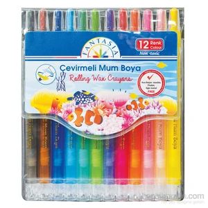 Fantasia Çevirmeli Mum Boya 12 Renkli Non-Toksik Set 12 Parça Çocuklar İçin
