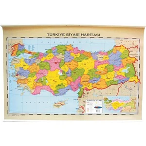 70x100 Türkiye Fiziki-Siyasi Haritası (Çift Taraflı Çıtalı) INT-820