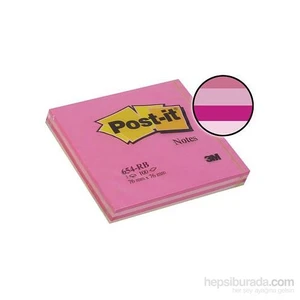 3M Post-it® Not, Çilek, Pembe Tonlari, 4 renk x 25 yaprak, 100 yaprak, 76x76mm