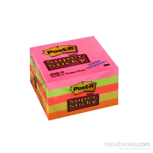 Post-it® Super Sticky Not, 5 Neon Renk, 90 yaprak, 76x76mm
