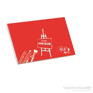 69152K Spiralli Plastik Kırmızı Kapak 30 Yaprak 34 x 49 cm  Resim Defteri