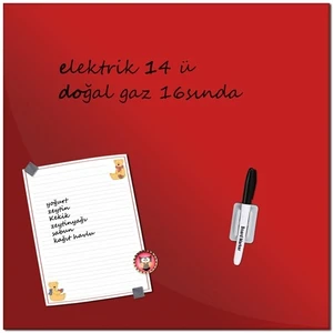 Tilki Dünyası 45X45cm Kırmızı Temperli Dekoratif Cam Yazı Tahtası