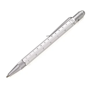 Pıp22/Sı Construction Mini Tükenmez Kalem - Silver cm Ve İnç Cinsinden 2 Ayrı Cetvel, Touch Tepe