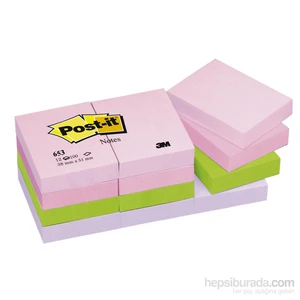 Post-it® Not, Floral Serisi, Pastel Tonlari, 4 renk x 3 blok, 100 yaprak, 38x51mm