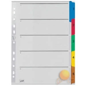 Ayraç (A4/1-5 Rakam/Klasik Renkli)180Gr/M² Karton,Mylar İle Güçlendirilmiş Kulakçıklar Ve Delikler Sv-5523/K