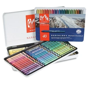 Caran d'Ache Neocolor 40 Renk Water Soluble Wax Pastel Boya