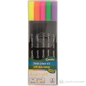 Twin Liner Kalem Fosforlu Karışık Kalem 5'Li Pvc Ambalaj Ct-65/5F.Pp