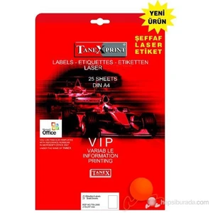 TW-2000 210x297 mm Şeffaf Laser Etiket 25 Ad.