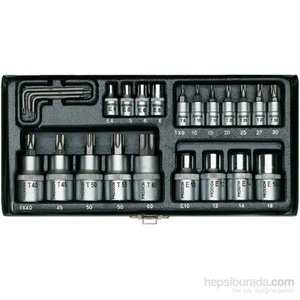 23102 1/4" ve 1/2" 24 Parçalı Torx Lokma Takımı