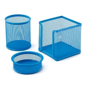 Mas Perfore Üçlü Set Kalemlik, Ataşlık, Küp Blok Bebe Mavi 505