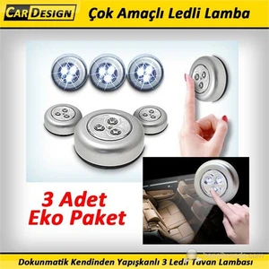 CRD 3'lü Eko Paket Dokunmatik Kendinden Yapışkanlı 3 Ledli Tavan Lambası