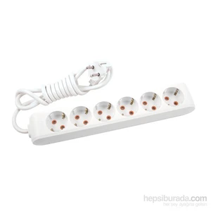 Multi-Let Altılı Priz Topraklı Kablolu Çocuk Korumalı 1 Metre-Beyaz
