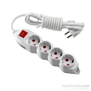 4Lü Topraklı 3Mt Anahtarlı Grup Priz