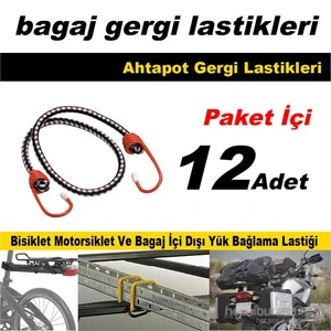 Kancalı Çok Amaçlı Bagaj Yük Bağlama Lastiği 12 Adet 41184