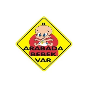 Sticker Master Arabada Bebek Var Sticker -Sarı Yazı Oto Motor Pc Etiket