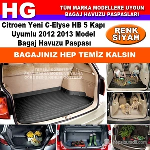 Citroen C-Elysee 2012 2013 Siyah Bagaj Havuzu Paspası 38714