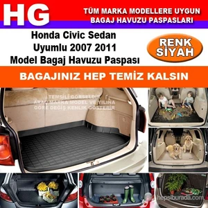 Honda Civic Sedan 2007 2011 Siyah Bagaj Havuzu Paspası 38812