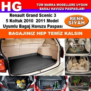 Grand Scenic 3 5 Koltuk 2010 2011 Siyah Bagaj Havuzu Paspası 39026