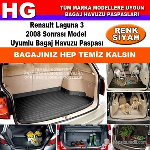Renault Laguna 3 2008 Sonrası Siyah Bagaj Havuzu Paspası 39059