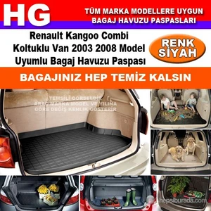Kangoo Combi Koltuklu Van 2003 2008 Siyah Bagaj Havuzu Paspası 39060