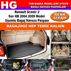Renault Scenic 2 Suv Hb 2004 2009 Siyah Bagaj Havuzu Paspası 39062