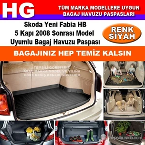 Skoda Yeni Fabia Hb 2008 Sonrası Siyah Bagaj Havuzu Paspası 39088