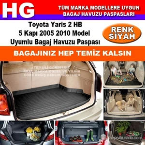Toyota Yaris 2 Hb 2005 2010 Siyah Bagaj Havuzu Paspası 39109