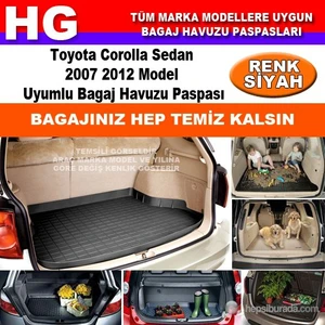 Toyota Corolla 2007 2012 Siyah Bagaj Havuzu Paspası 39113