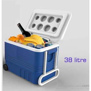 TEKERLEKLİ 38 Litre Polikarbon Buzluk+Termos 948808