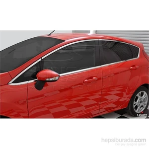 S-Dizayn Ford Fiesta 2 2009 Model ve Üzeri Cam Üst Çıtası 8 Parça Krom Paslanmaz Çelik