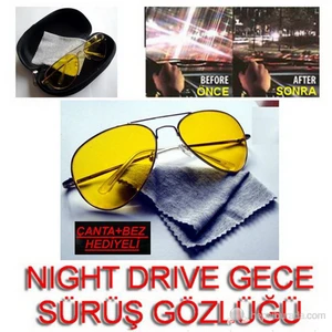 Night Drive Metal Çerçeve Gece Sürüş Gözlüğü Çanta Ve Bez Hediyeli 9712002