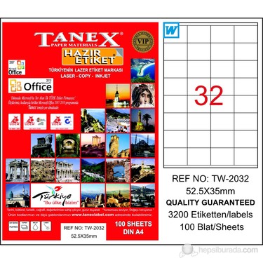 Tanex 100 Adet Lazer Etiket 52,5x35 mm Sarf Malzemeler İçin Fiyatı