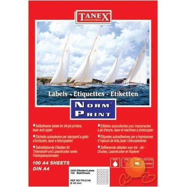 Tanex TW-2140 40 mm Laser Etiket 100 Adet A4 Boyutunda Fiyatı